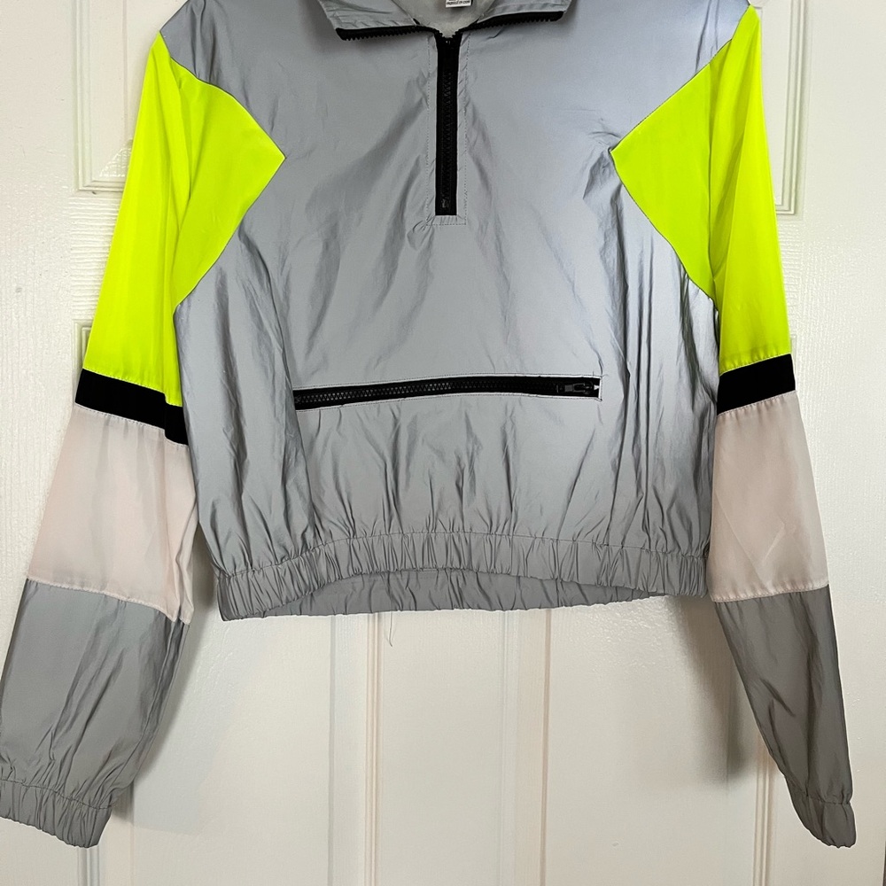 Gray and Neon Yellow Windbreaker Jacket